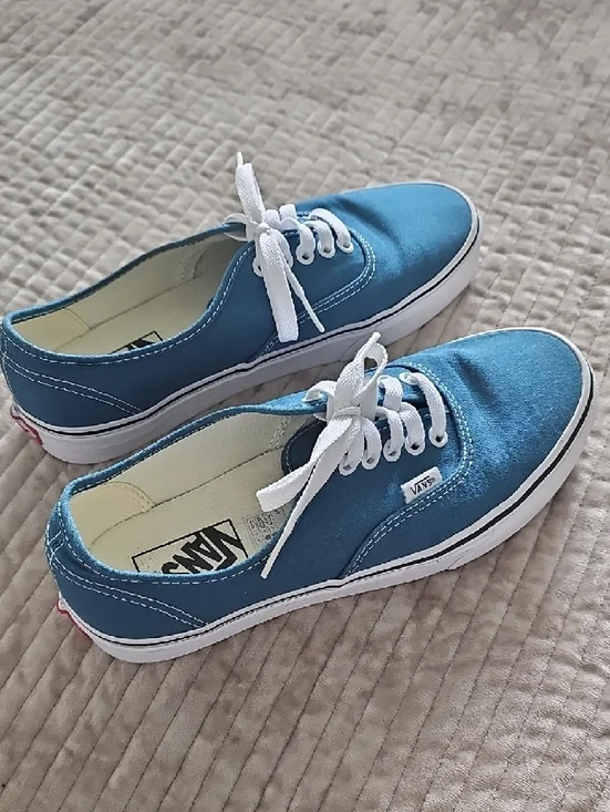 Vans Teal Canvas Low-Top Sneakers with White Laces - Picture 2 of 4